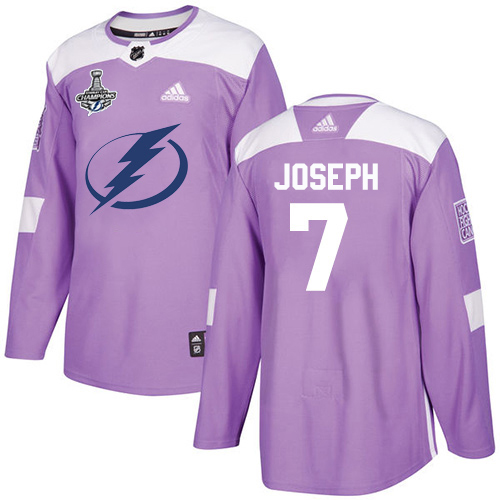 Men Adidas Tampa Bay Lightning #7 Mathieu Joseph Purple Authentic Fights Cancer 2020 Stanley Cup Champions Stitched NHL Jersey